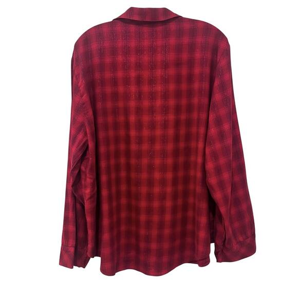 Victoria's Secret Pajama Set Womens Large Red Plaid Long Sleeve Button Up Lounge - Picture 2 of 12